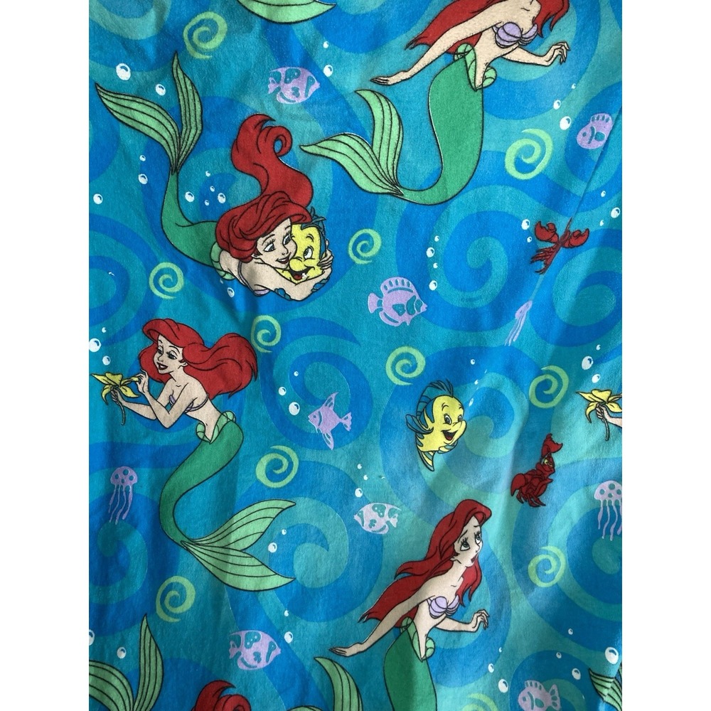 Disney Little Mermaid Ariel Twin Fitted Sheet Franco 100% Cotton Blue Rare